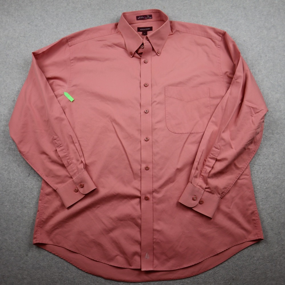 Nordstrom Shirt Mens XL Smartcare Pink Long Sleeve Button Down Cotton